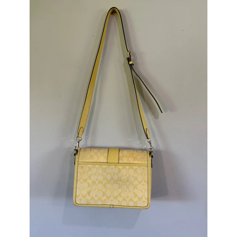 Coach Lonnie Crossbody Bag‎ In Signature Jacquard Gold/Retro Yellow C8307